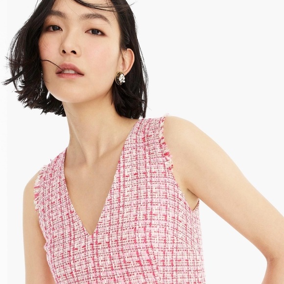 J. Crew Pink Sheath Midi Dress V-Neck Sleeveless - Picture 3 of 16